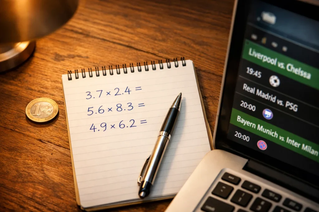 Prikaz izračuna decimalnih kvot s primerom vložka in dobička na tekmi SP 2026