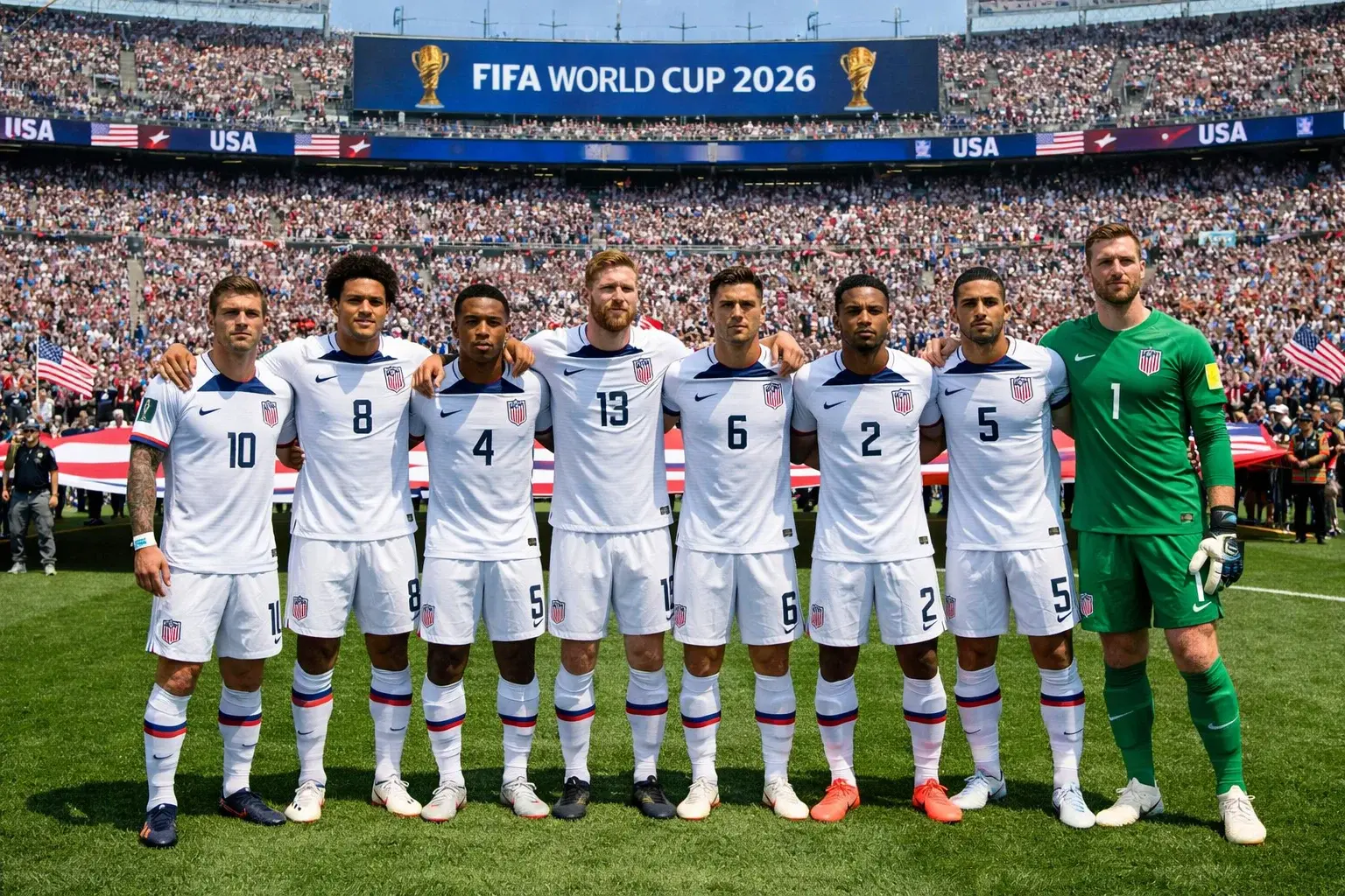 Ameriška nogometna reprezentanca na domačem stadionu pred tekmo na SP 2026